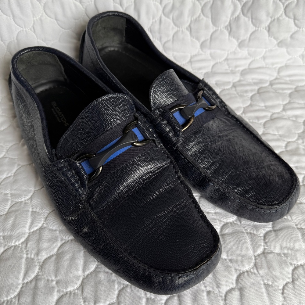 BUGATCHI Potenza Bit‎ Leather Driver Shoes Made in Italy Size 10.5